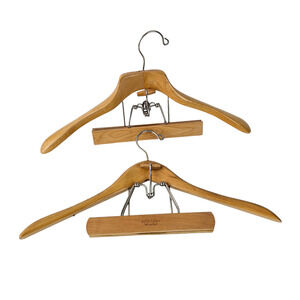 Vintage set of two wooden suit coat and pant hangers